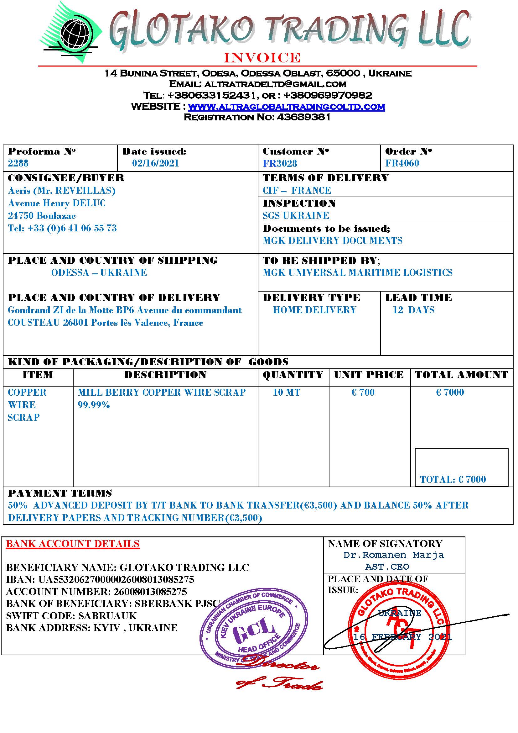 GLOTAKO TRADING LLC